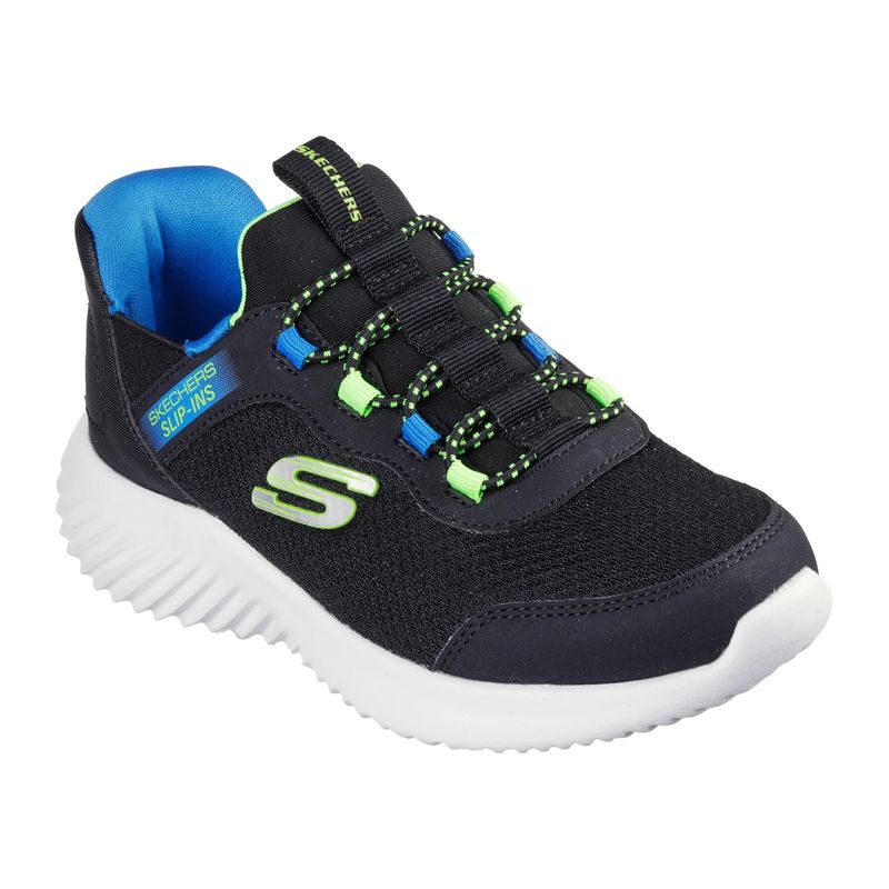 tenis-skechers-bounder-brisk-burst-infantil-preto