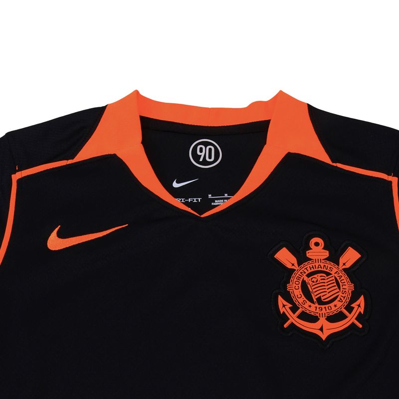 camisa-corinthians-iii-25-26-nike-total-90-torcedor-pro-infantil-preta-laranja