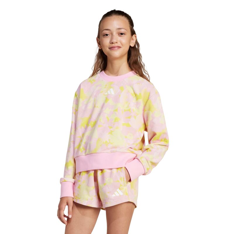 blusão-adidas-moletom-season-essentials-flower-infantil-rosa