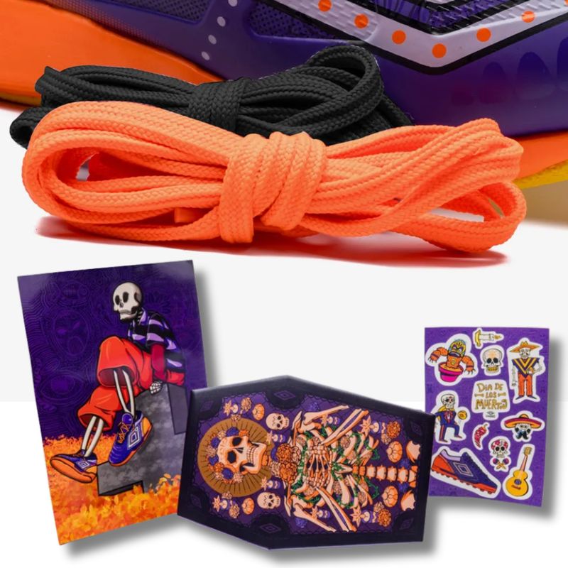 chuteira-society-umbro-ultimate-ii-jr-dia-de-los-muertos-infantil-roxa-laranja
