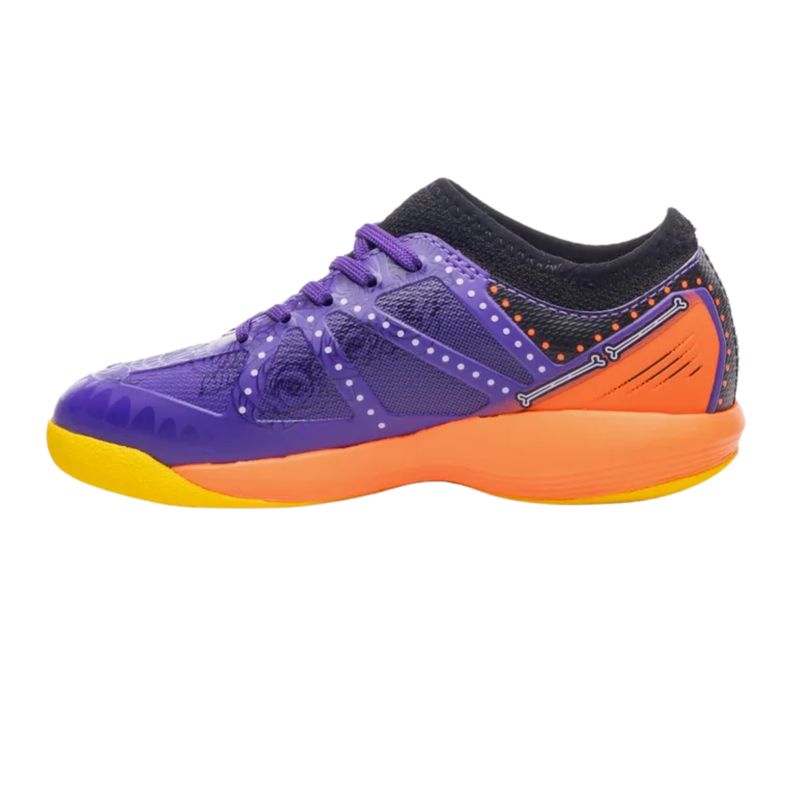 chuteira-futsal-umbro-ultimate-ii-jr-dia-de-los-muertos-infantil-roxa-laranja