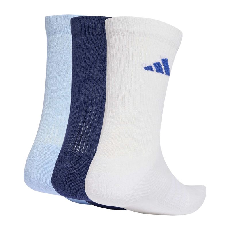 kit-meia-adidas-cano-médio-sportswear-3-pares-unissex-branca-azul