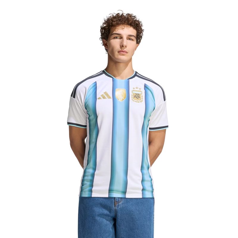 camisa argentina i 26 adidas torcedor masculina - branca/azul