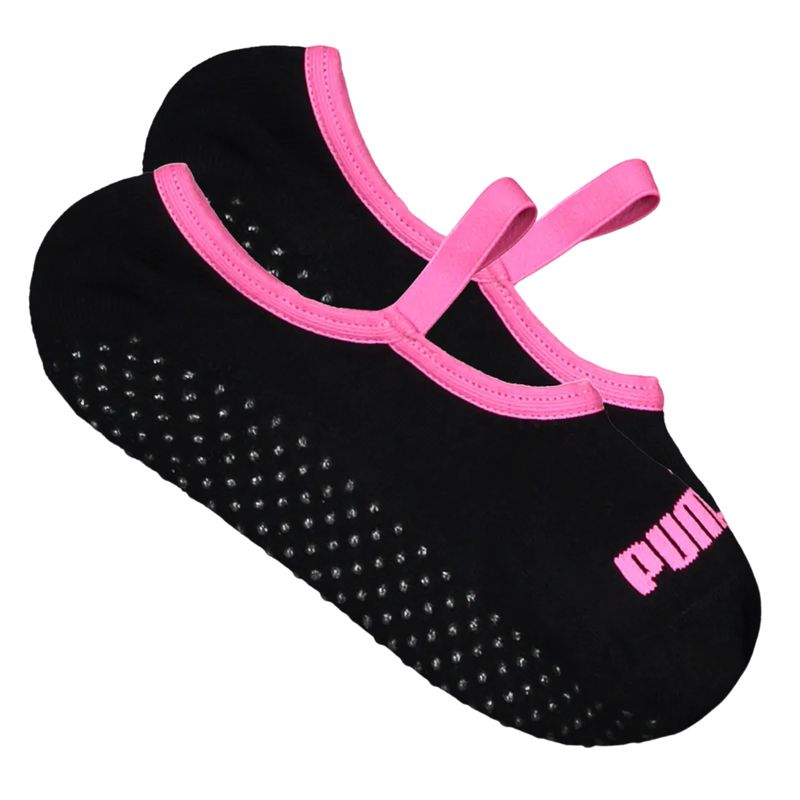 meia-sapatilha-puma-antiderrapante-feminina-preta-rosa