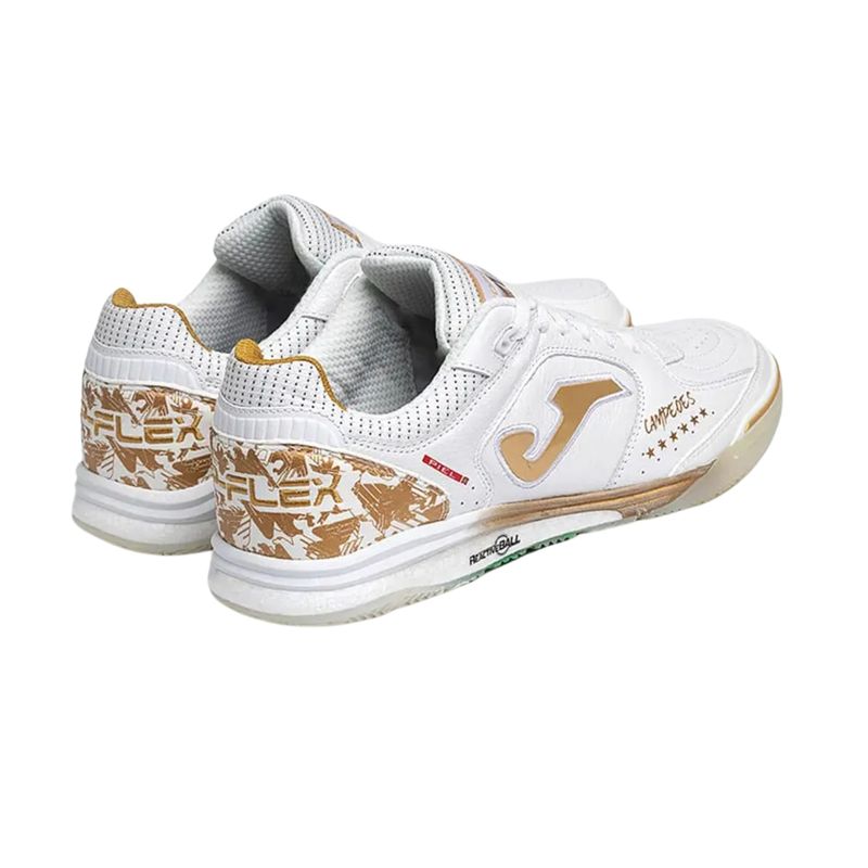 chuteira-futsal-joma-top-flex-rebound-hexa-mundial-masculina-branca-dourada