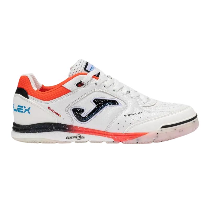 chuteira-futsal-joma-top-flex-rebound-masculina-branca-coral