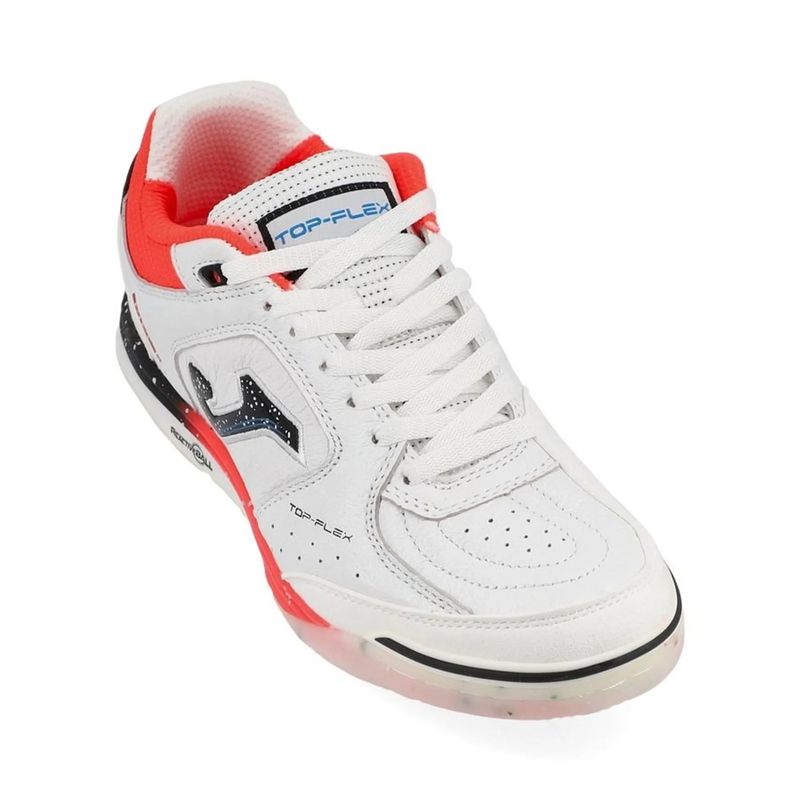 chuteira-futsal-joma-top-flex-rebound-masculina-branca-coral