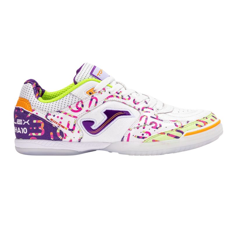 chuteira-futsal-joma-top-flex-25-amandinha-25-unissex-branca-roxa