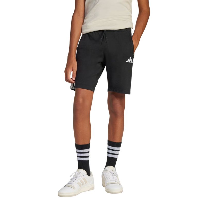 shorts adidas 3 stripes essentials infantil - preto
