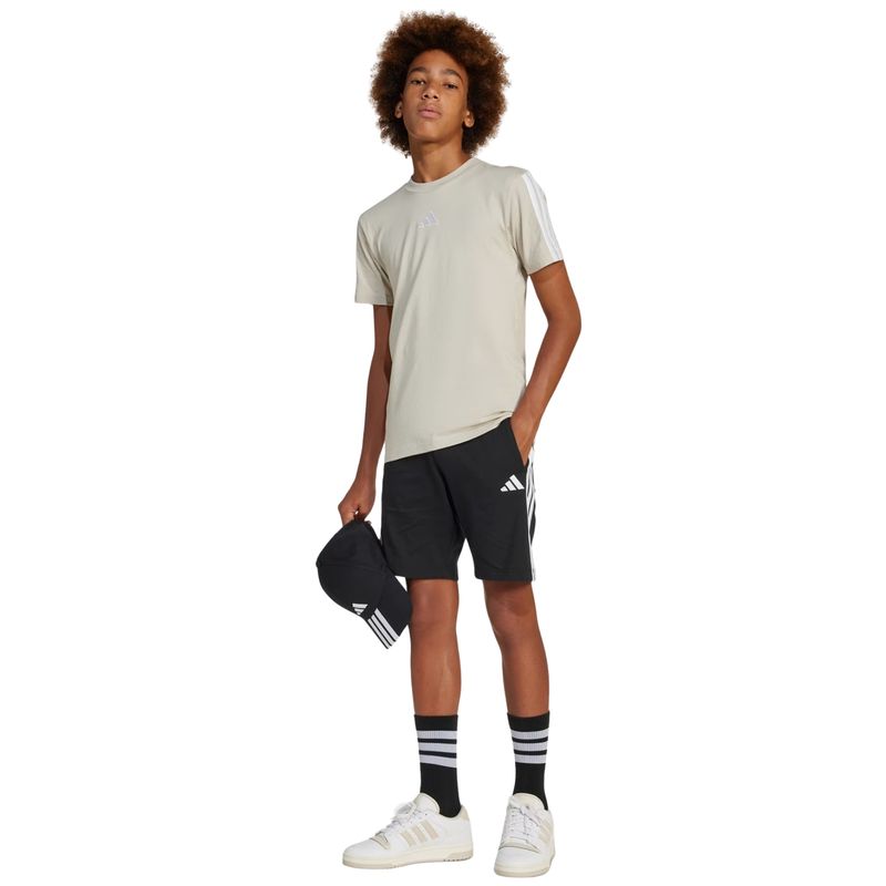 shorts adidas 3 stripes essentials infantil - preto