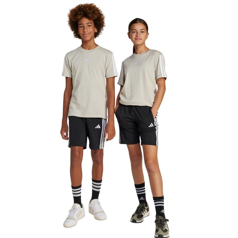 shorts adidas 3 stripes essentials infantil - preto