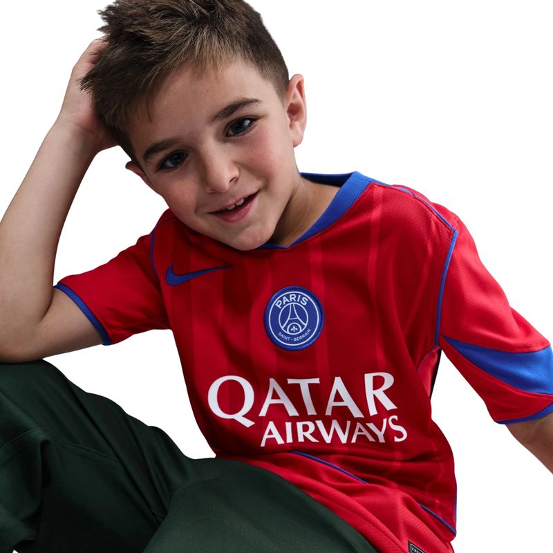 camisa-paris-saint--germain-iii-25-26-nike-total-90-torcedor-pro-infantil-vermelha