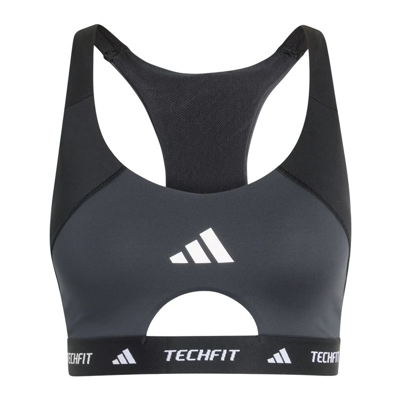 top-adidas-suporte-médio-techfit-workout-feminino-preto-cinza