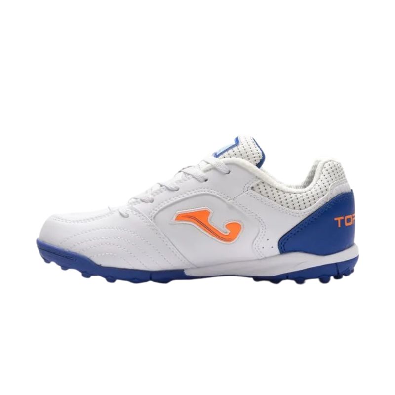 chuteira-society-joma-top-flex-infantil-branca-turquesa