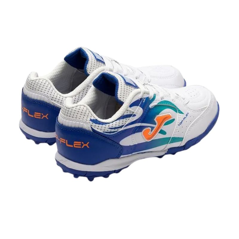 chuteira-society-joma-top-flex-infantil-branca-turquesa