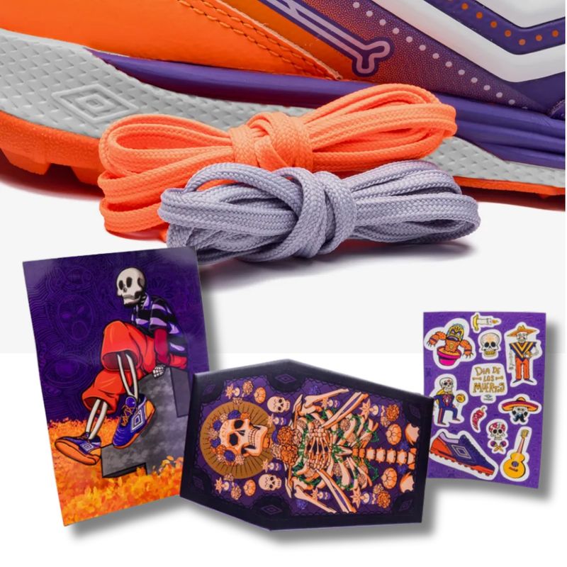 chuteira-society-umbro-adamant-master-class-pro-bump-dia-de-los-muertos-masculina-roxa-laranja