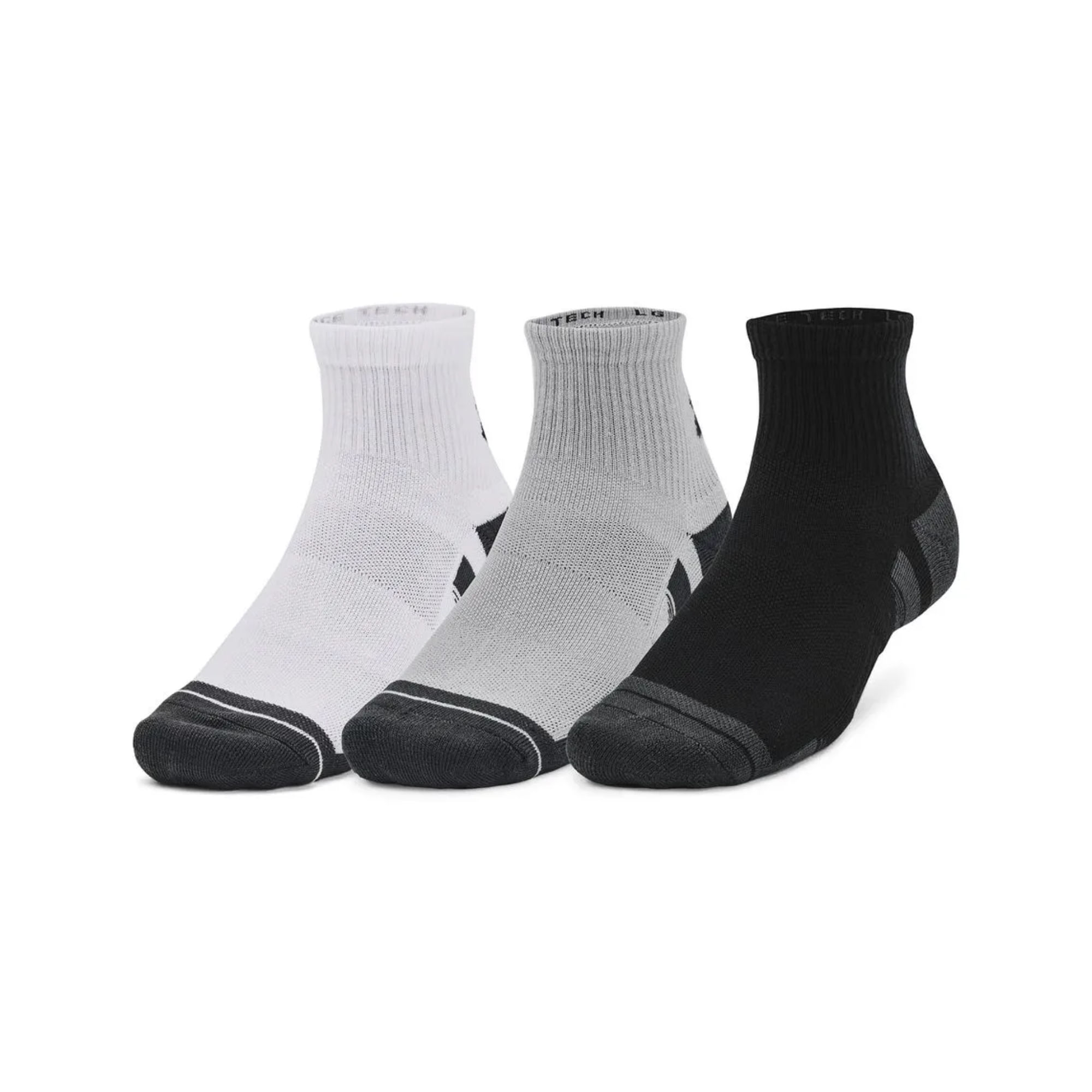 Kit Meia Under Armour Perftech 3 Pares Unissex - Cinza/Branca