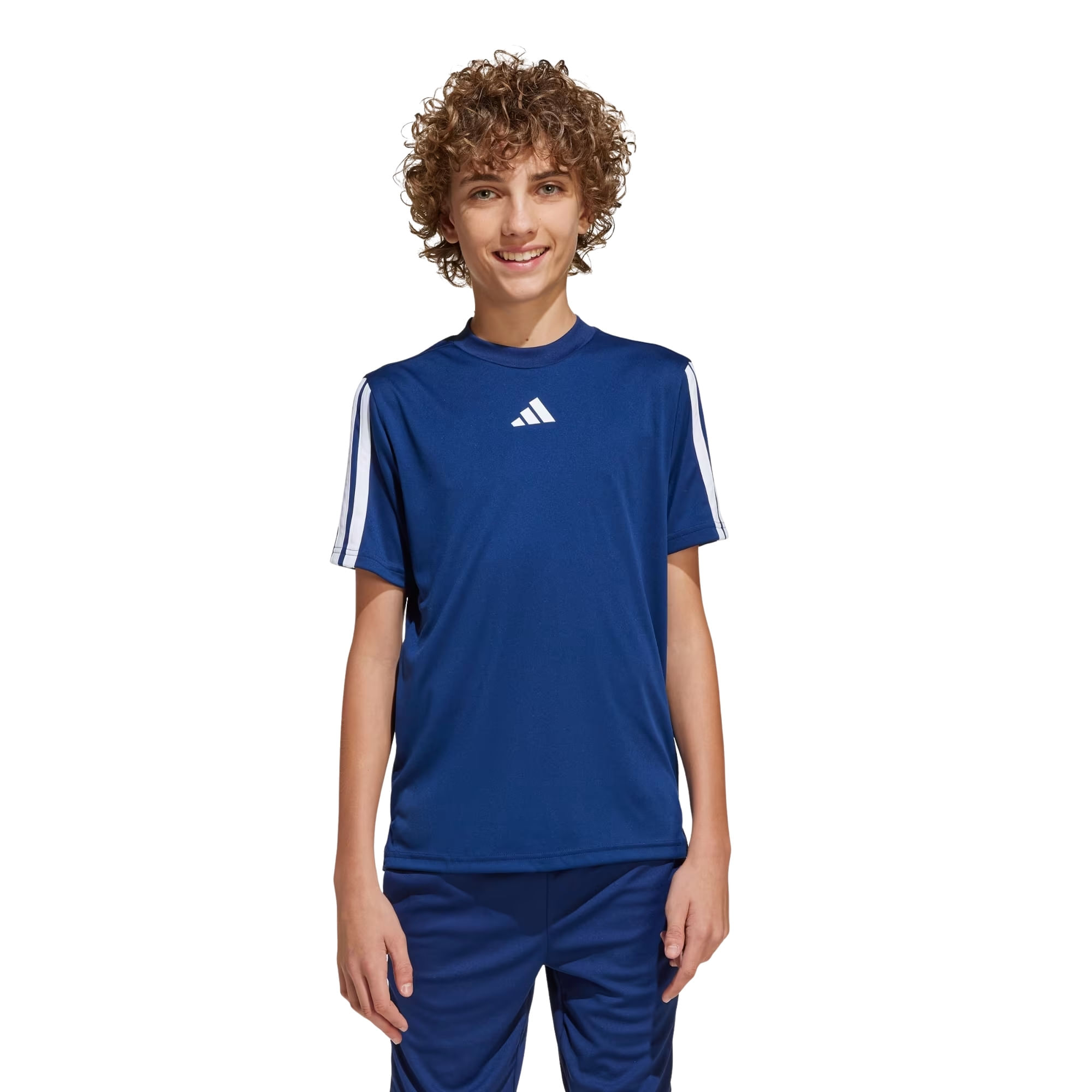 Camiseta Adidas Train Essentials 3 Listras Infantil - Azul Royal