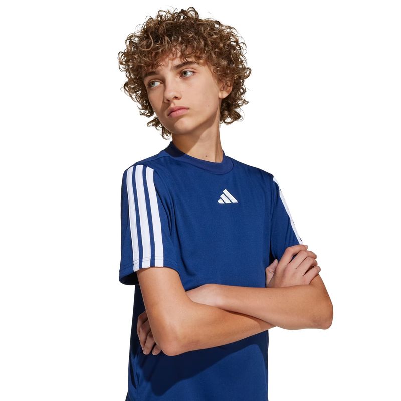camiseta-adidas-train-essentials-3-listras-infantil-azul-royal