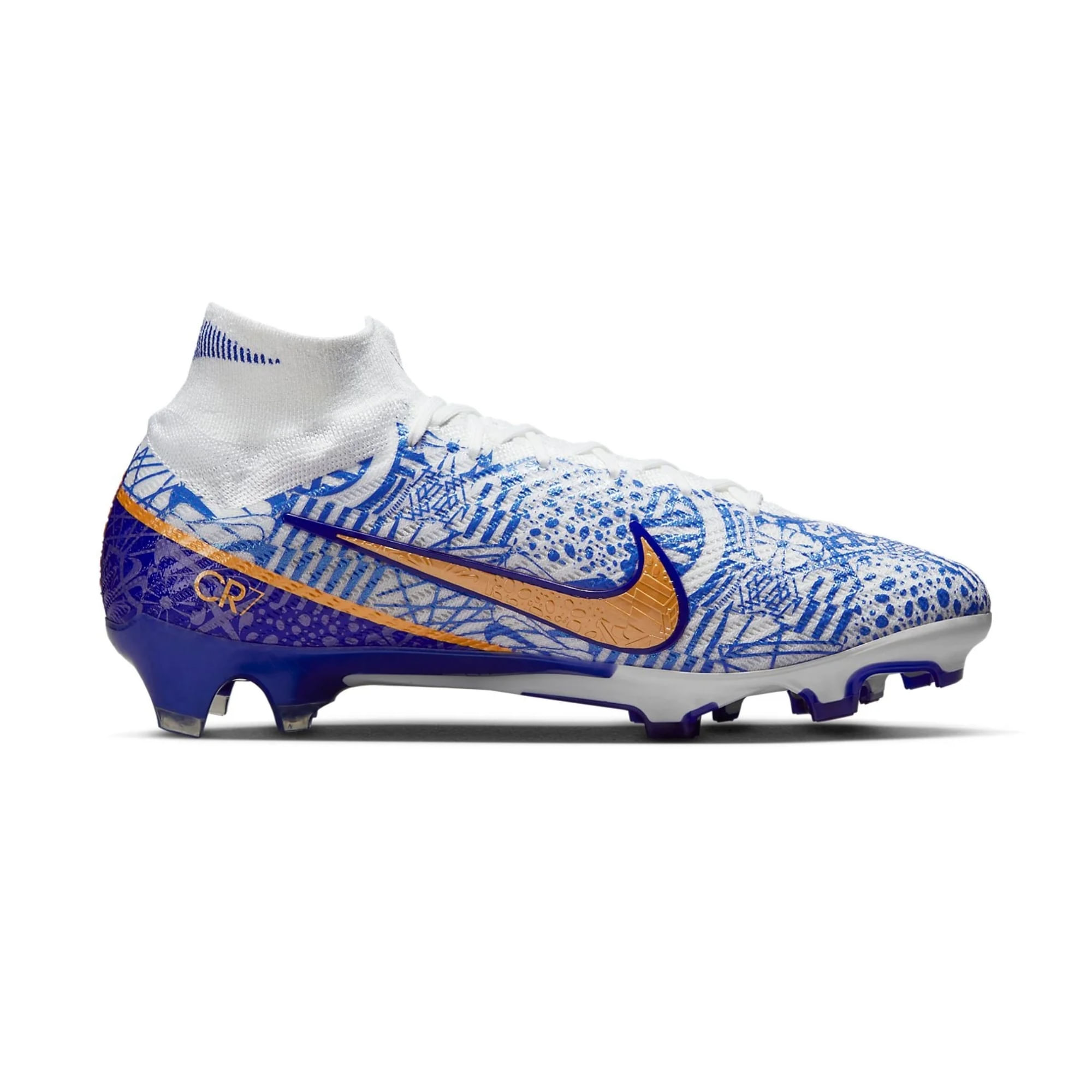 Chuteira Campo Nike Superfly 9 Elite Cr7 Masculina - Branca/Azul