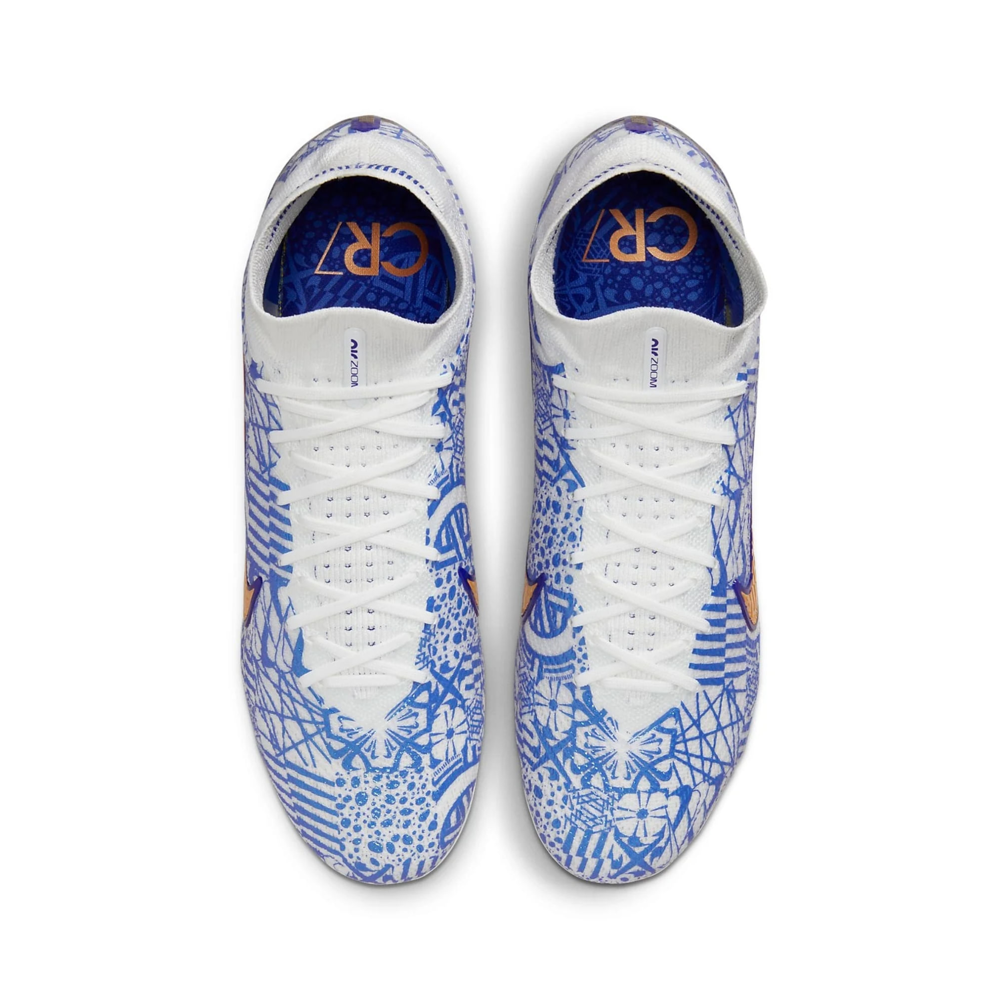 Chuteira Campo Nike Superfly 9 Elite Cr7 Masculina - Branca/Azul