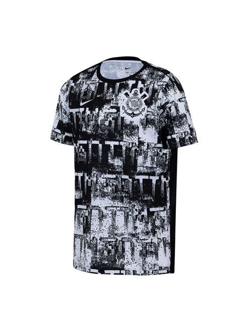 Camisa Corinthians 2026 Nike Pré-Jogo Infantil - Preta/Branca