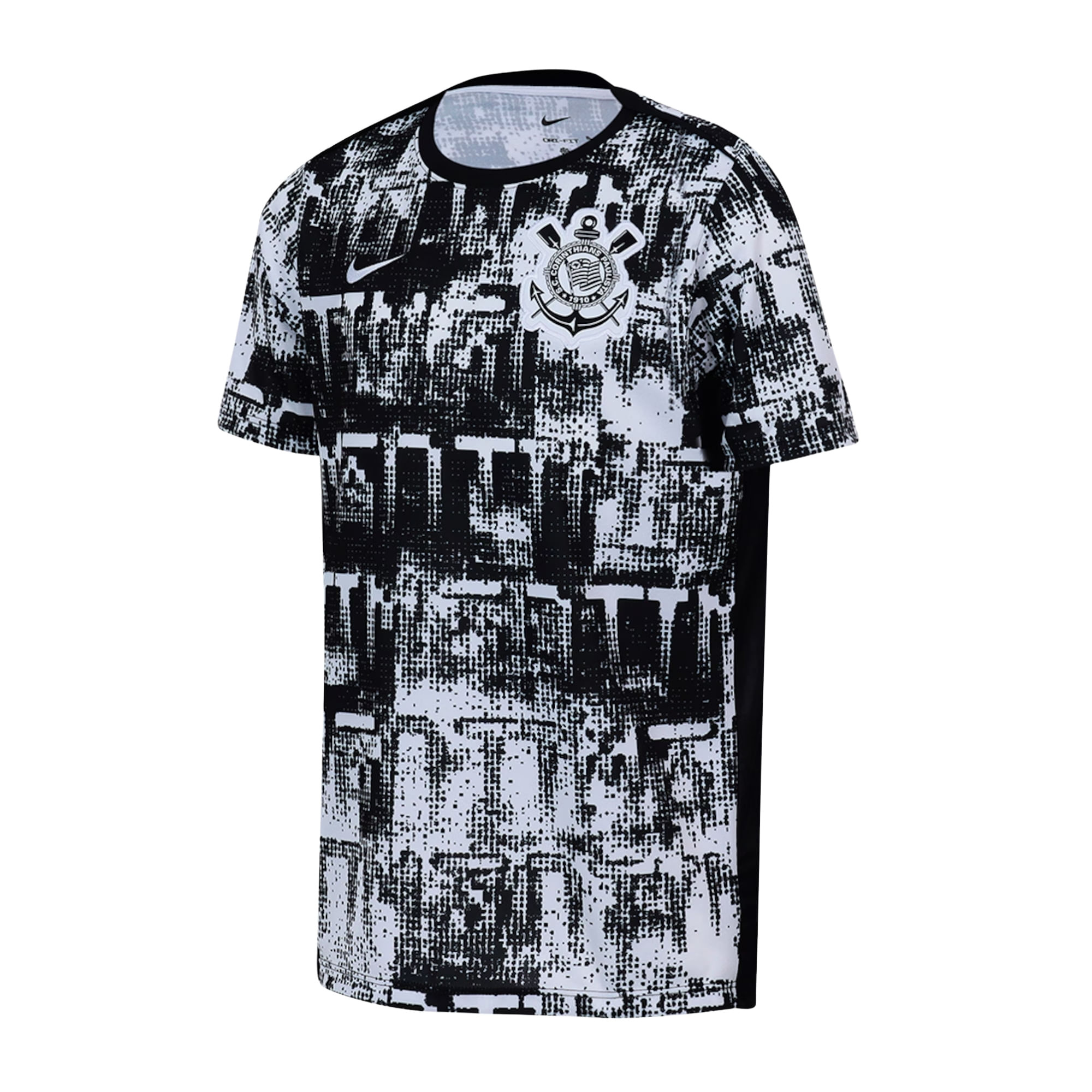 Camisa Corinthians 2026 Nike Pré-Jogo Infantil - Preta/Branca