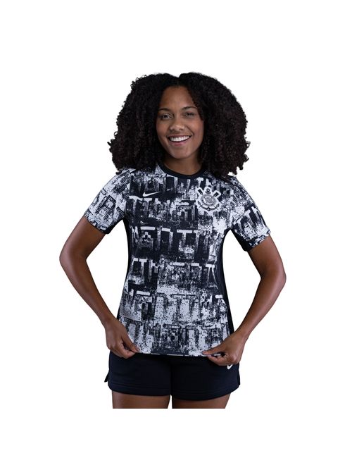 Camisa Corinthians 2026 Nike Pré-Jogo Feminina - Preta/Branca
