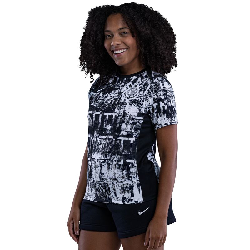 camiseta-corinthians-2026-nike-pré-jogo-feminina-preta-branca