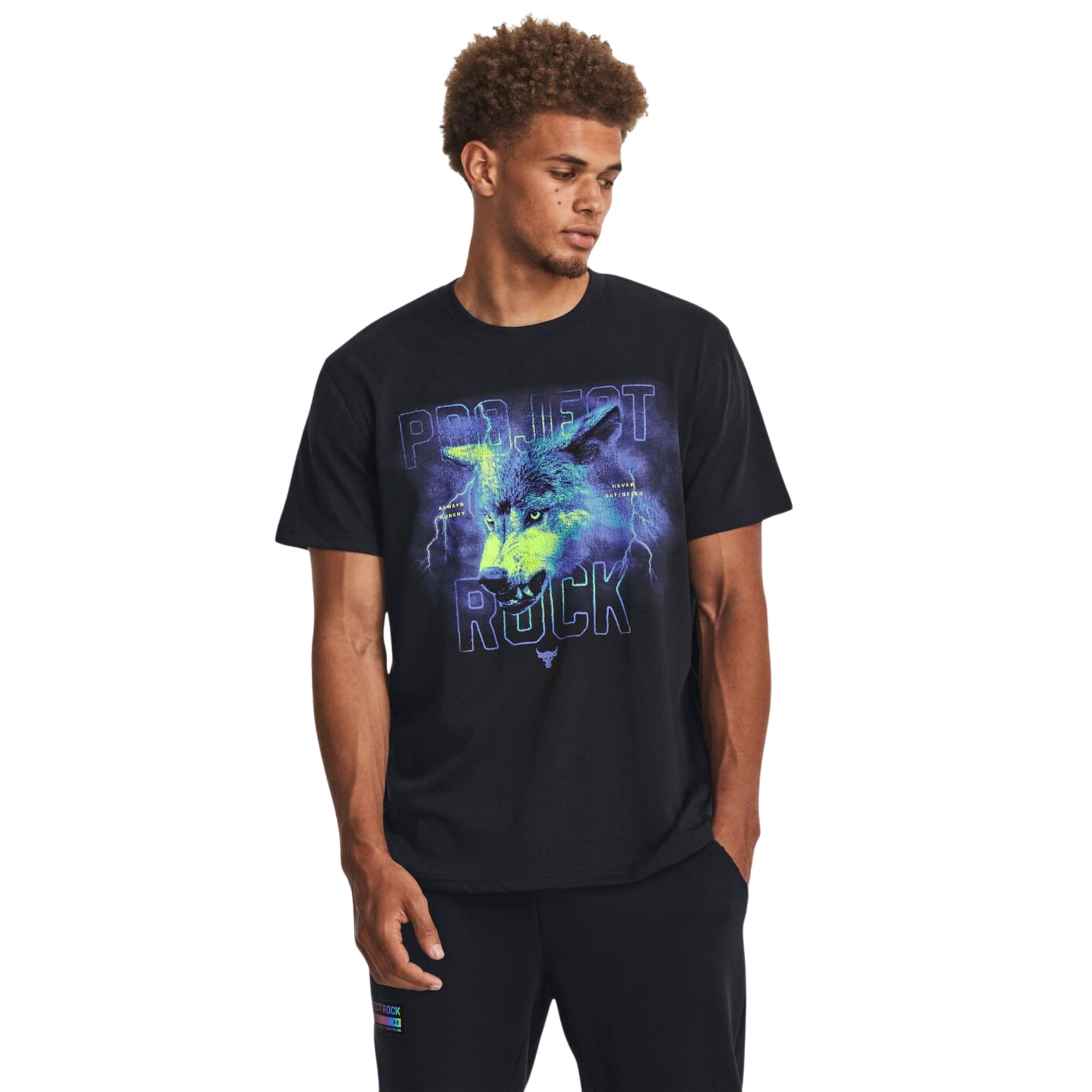 Camiseta Under Armour Project Rock Wolf Masculina - Preta