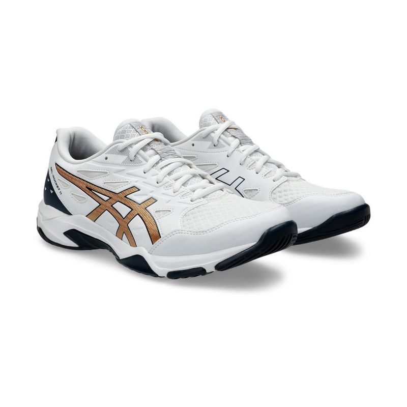 tênis-asics-gel-rocket-11-masculino-branco-dourado