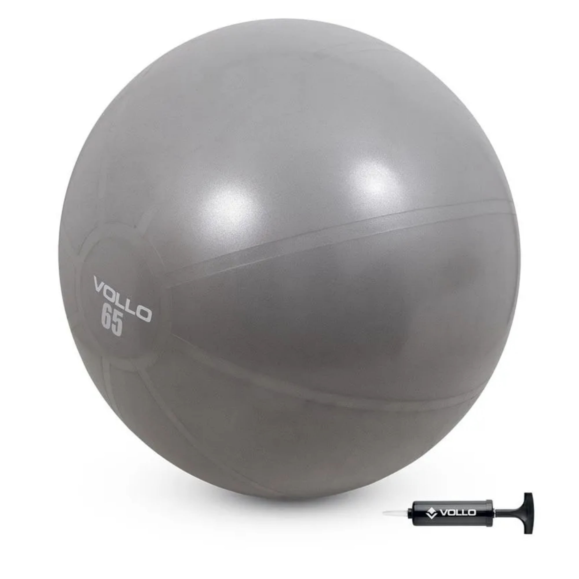 Bola Vollo Gym 65Cm Res 300Kg C/Bomba Unissex - Cinza