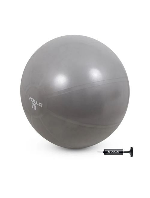 Bola Vollo Gym 75Cm Res 300Kg C/Bomba Unissex -Cinza