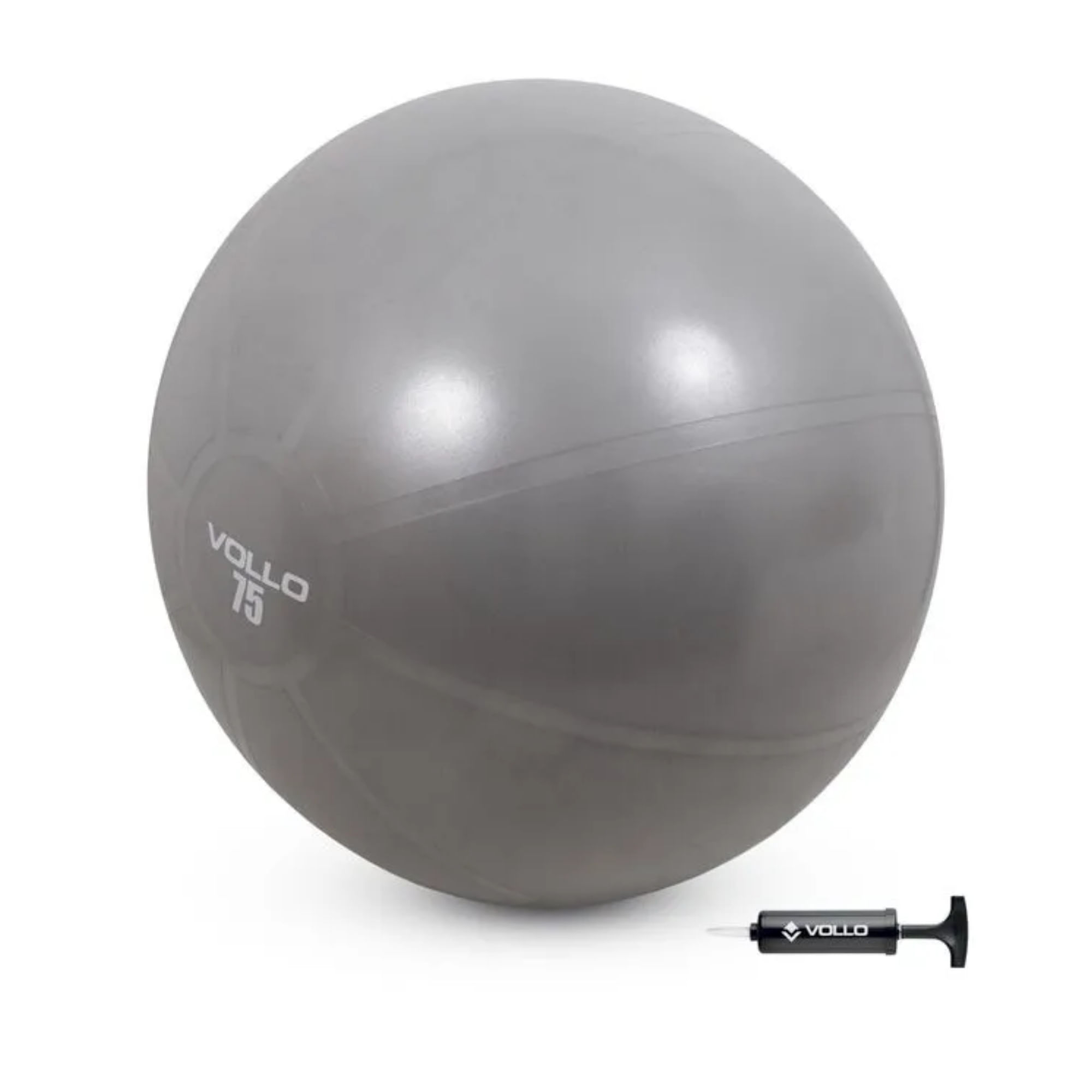 Bola Vollo Gym 75Cm Res 300Kg C/Bomba Unissex -Cinza