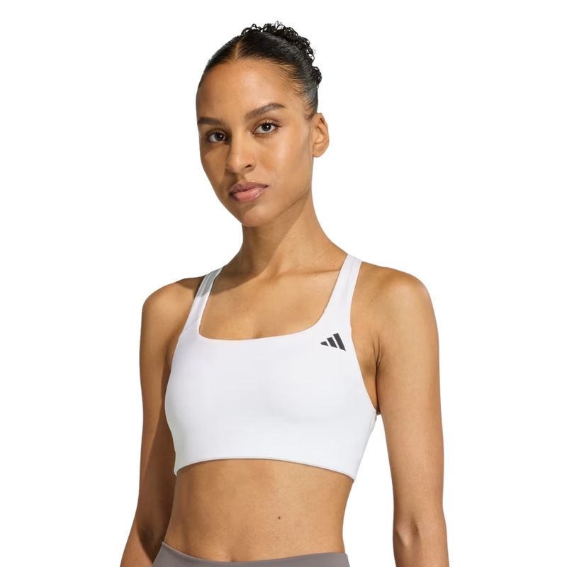 top-adidas-optime-workout-suporte-médio-feminina-branca