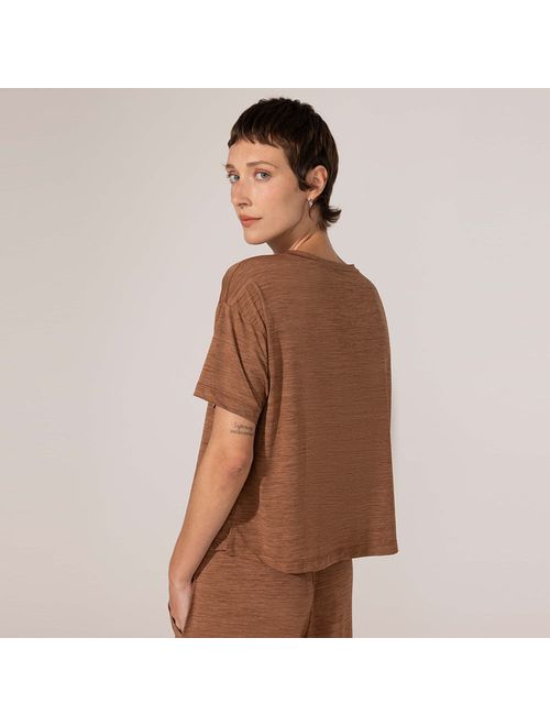 Blusa Fitness Decote V Marrom Claro Alba