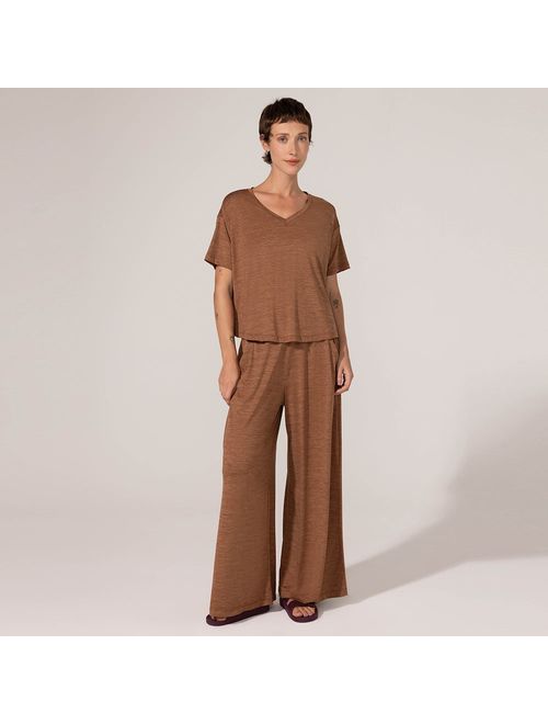 Calça Fitness Pantalona Marrom Claro Alba II