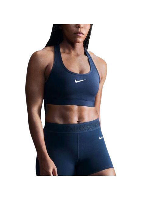 Top Nike Swoosh Suporte Médio Feminino - Azul Marinho