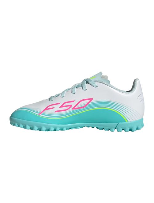 Chuteira Society Adidas F50 Messi Club Infantil - Branca/Rosa