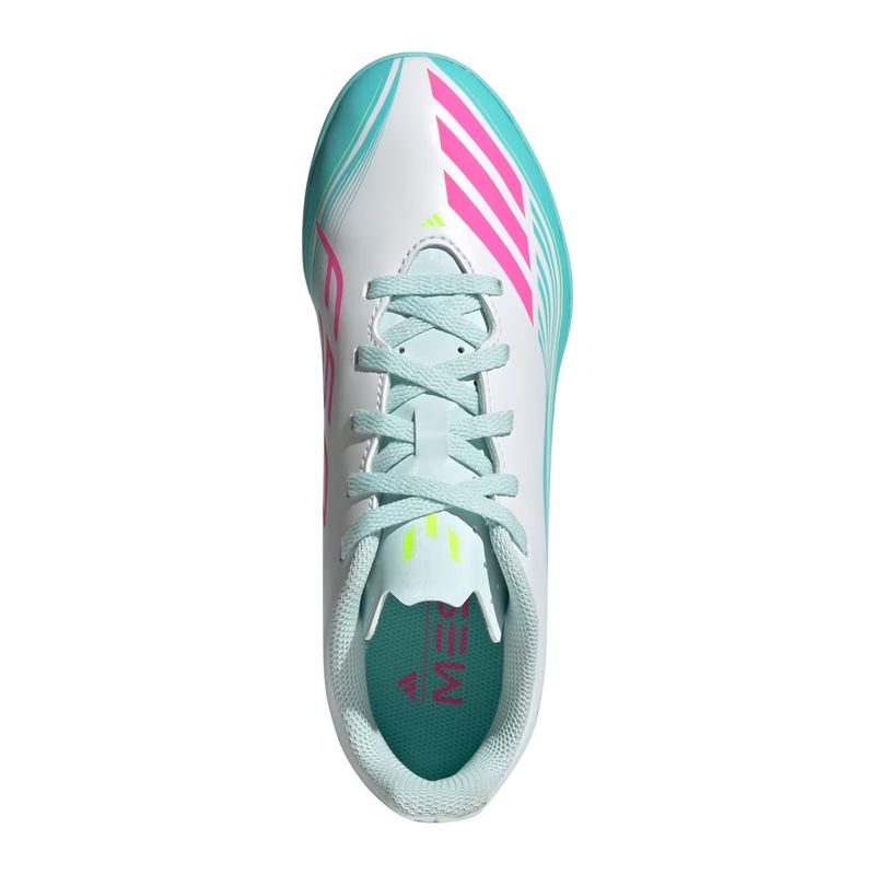 chuteira-society-adidas-f50-messi-club-infantil-branca-rosa