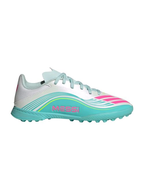 Chuteira Society Adidas F50 Messi League Infantil - Branca/Rosa