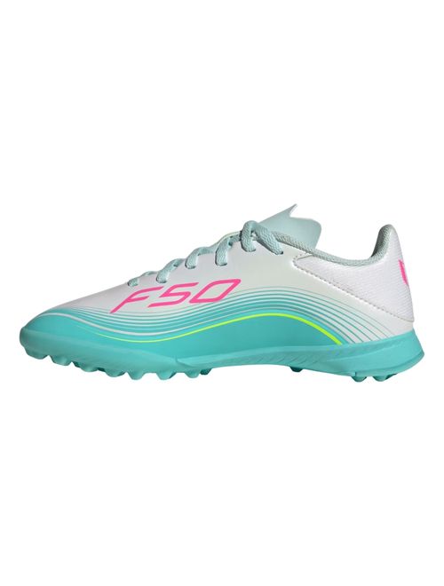 Chuteira Society Adidas F50 Messi League Infantil - Branca/Rosa