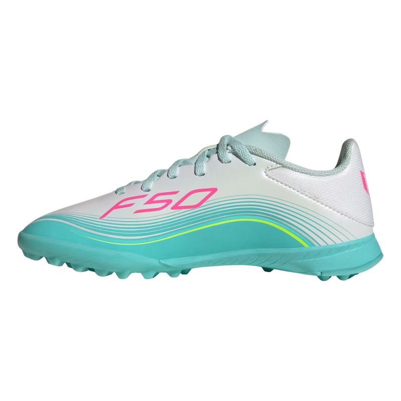 chuteira-society-adidas-f50-messi-league-infantil-branca-rosa