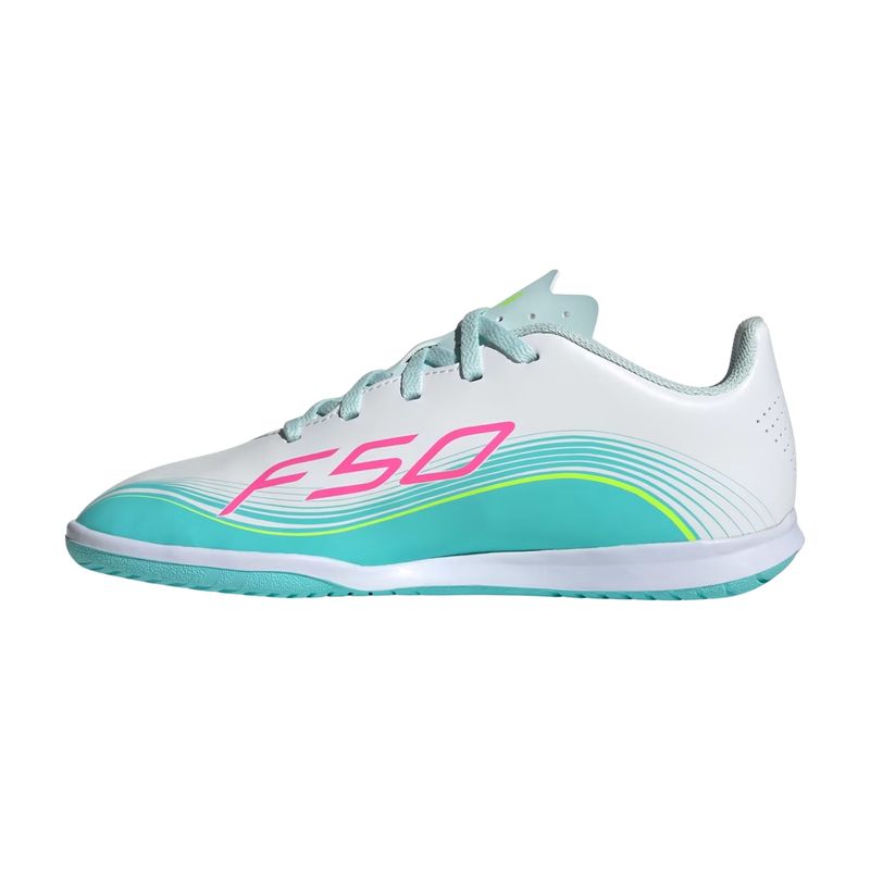 chuteira-futsal-adidas-f50-messi-club-infantil-branca-rosa