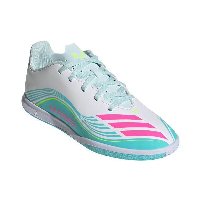 chuteira-futsal-adidas-f50-messi-club-infantil-branca-rosa