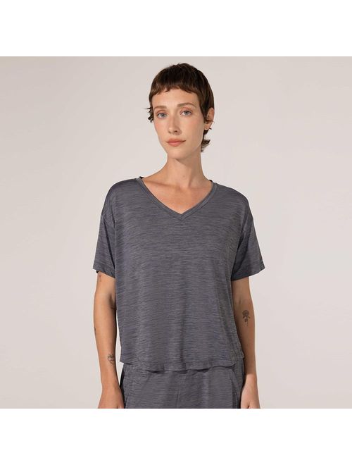 Blusa Fitness Decote V Cinza Escuro Alba