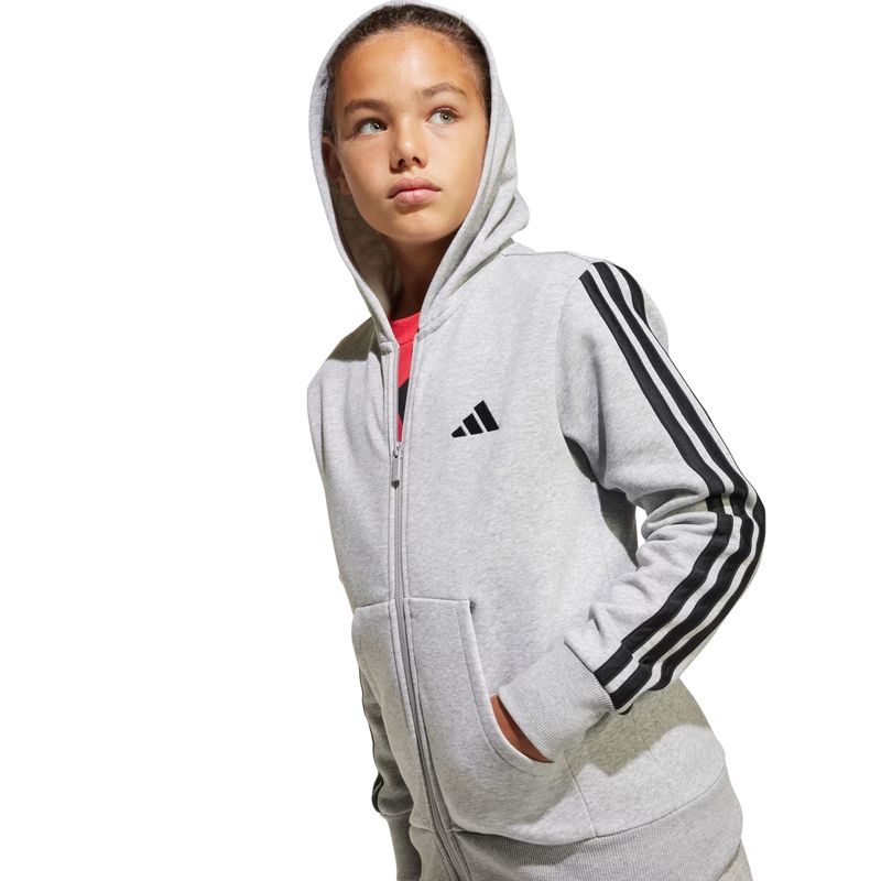 blusao-adidas-essentials-3-stripes-infantil-cinza