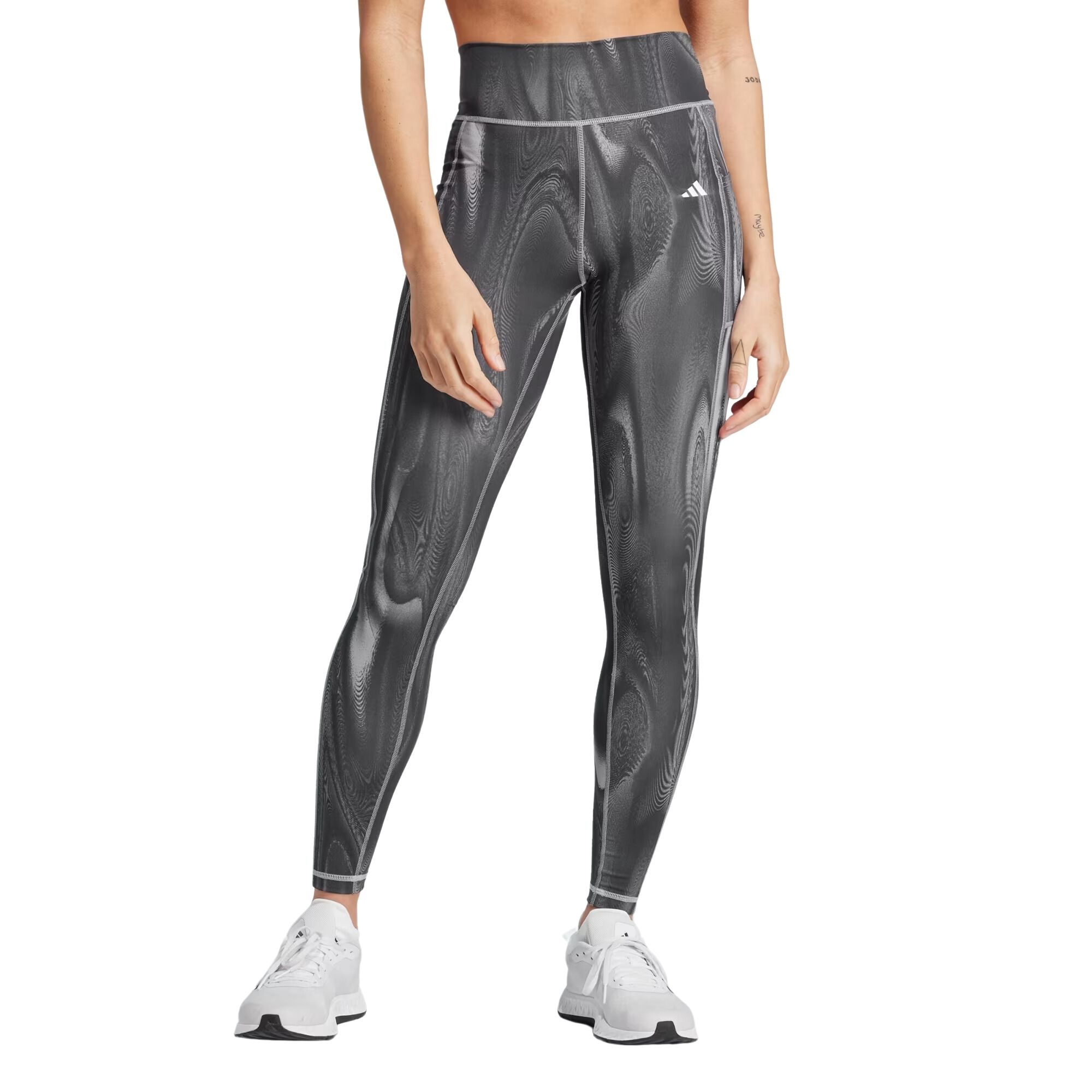 Calça Legging Adidas Estampa Optime Feminina - Preta Mesclada