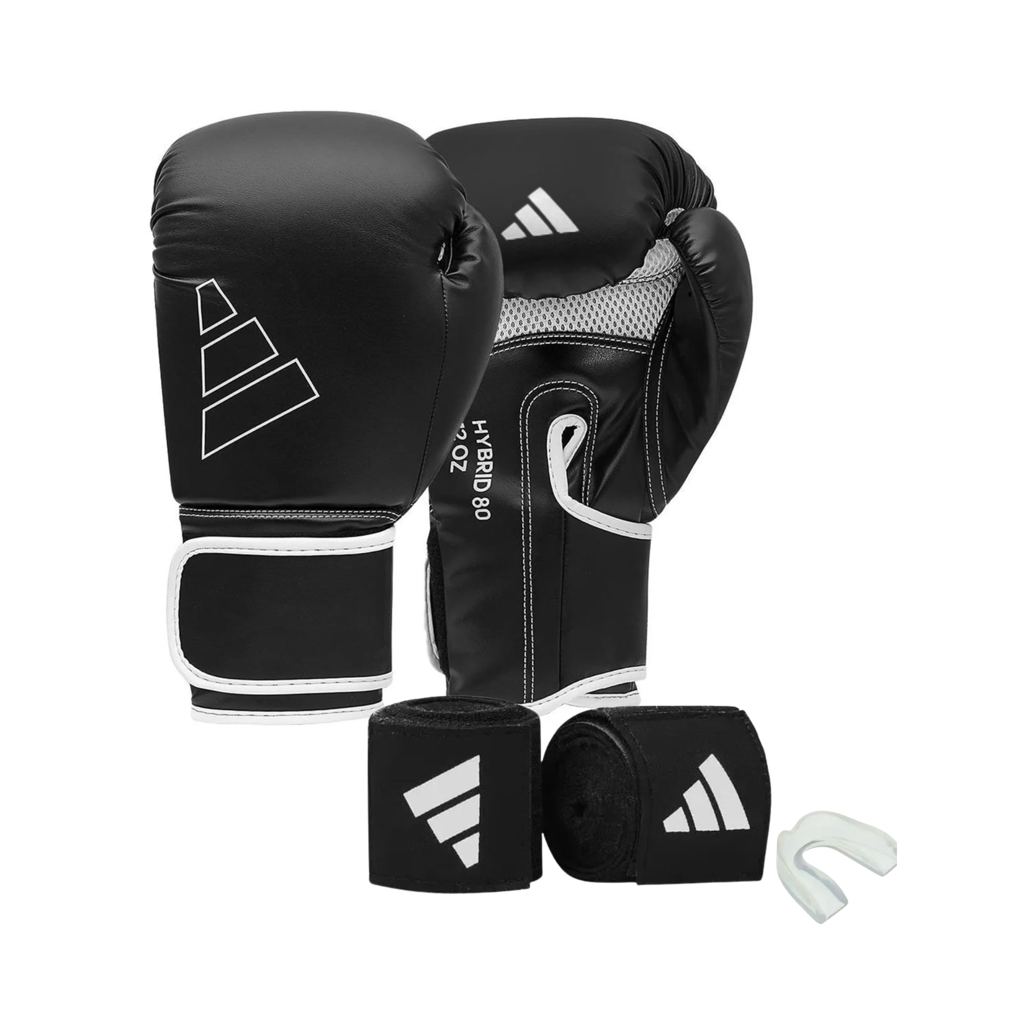 Kit Luva De Boxe Adidas Hybrid 80 Unissex - Preta/Branca