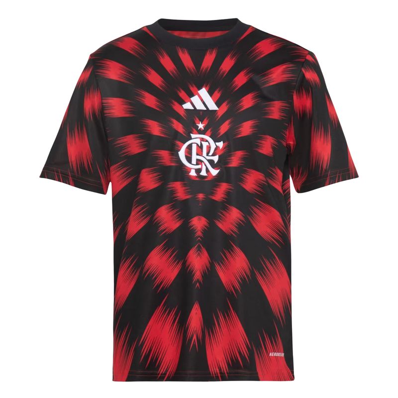 camisa-flamengo-25-26-adidas-pré-jogo-infantil-vermelha-preta